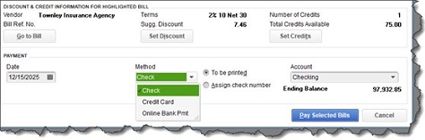 paying bills in quickbooks